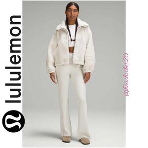 LULULEMON ATHLETICA Cinchable Fleece Zip-Up Bone 8 EUC